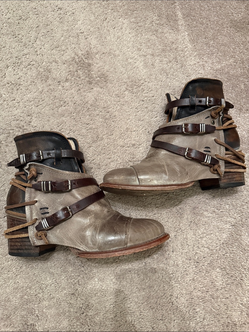 Freebird Crue Grey Multi Leather Ankle Boots